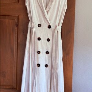 Tahari Linen Blend Sleeveless Dress size X-Small (runs large)